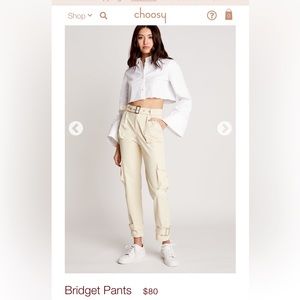 Get Choosey - (new without tags) “Bridget” cargo style pants with belt -in cream